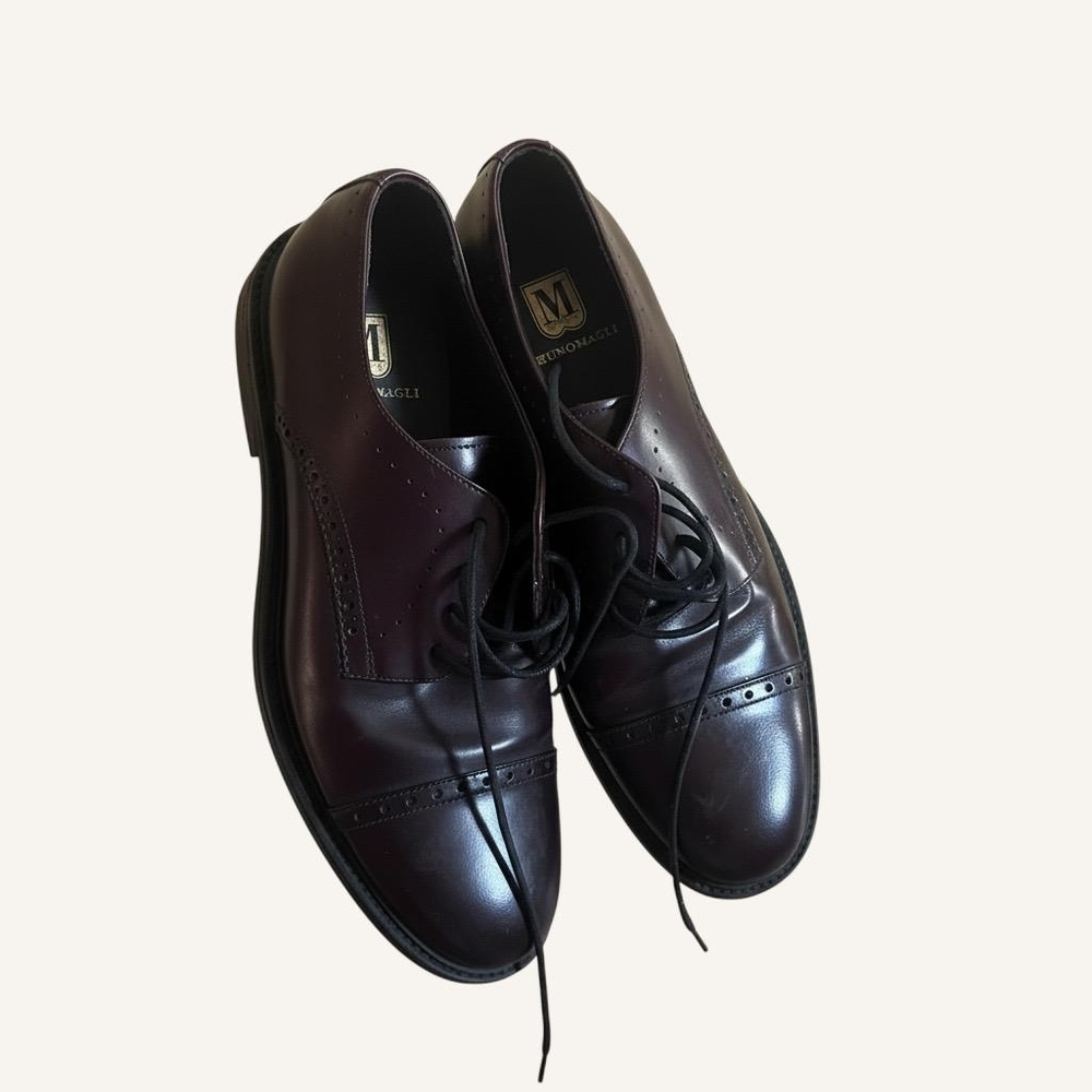 Bruno Magli Men’s Dark Burgundy Leather Lace-Up Oxfords